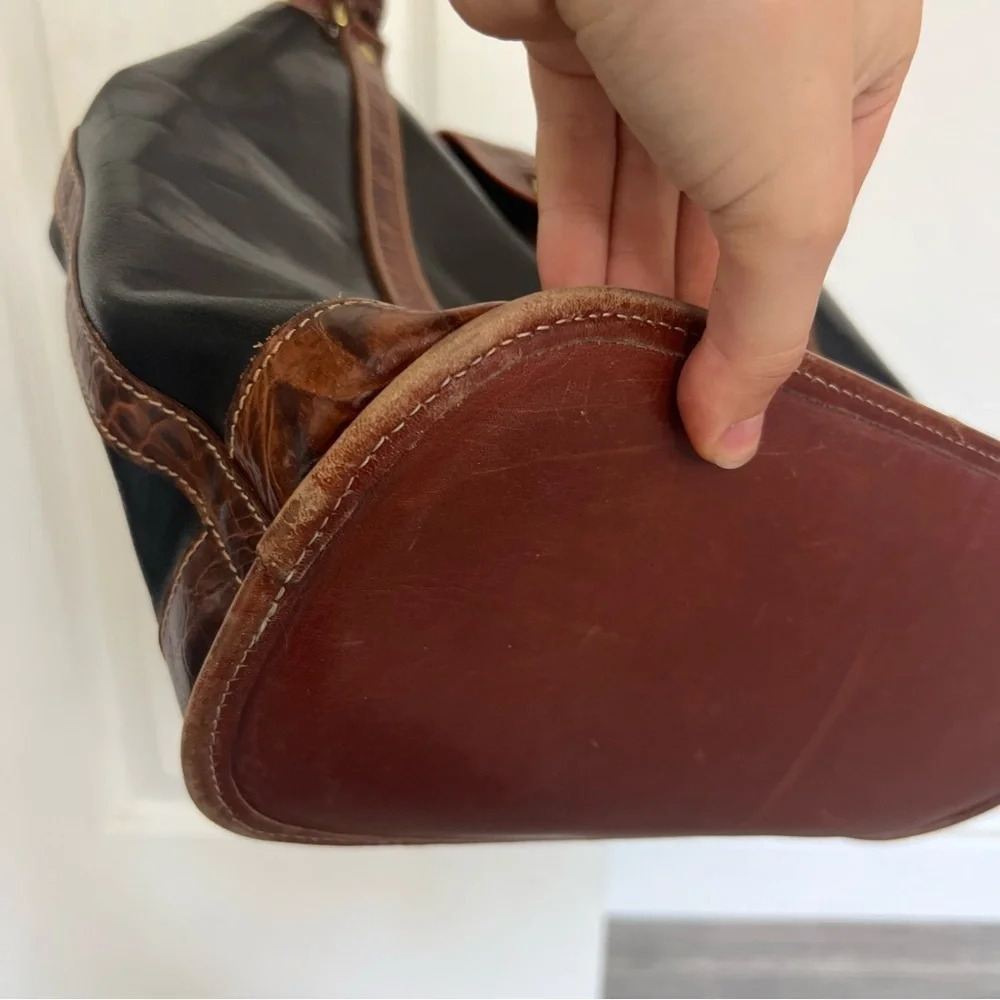 Vintage Brahmin brown & black purse tote leather - Picture 4 of 13